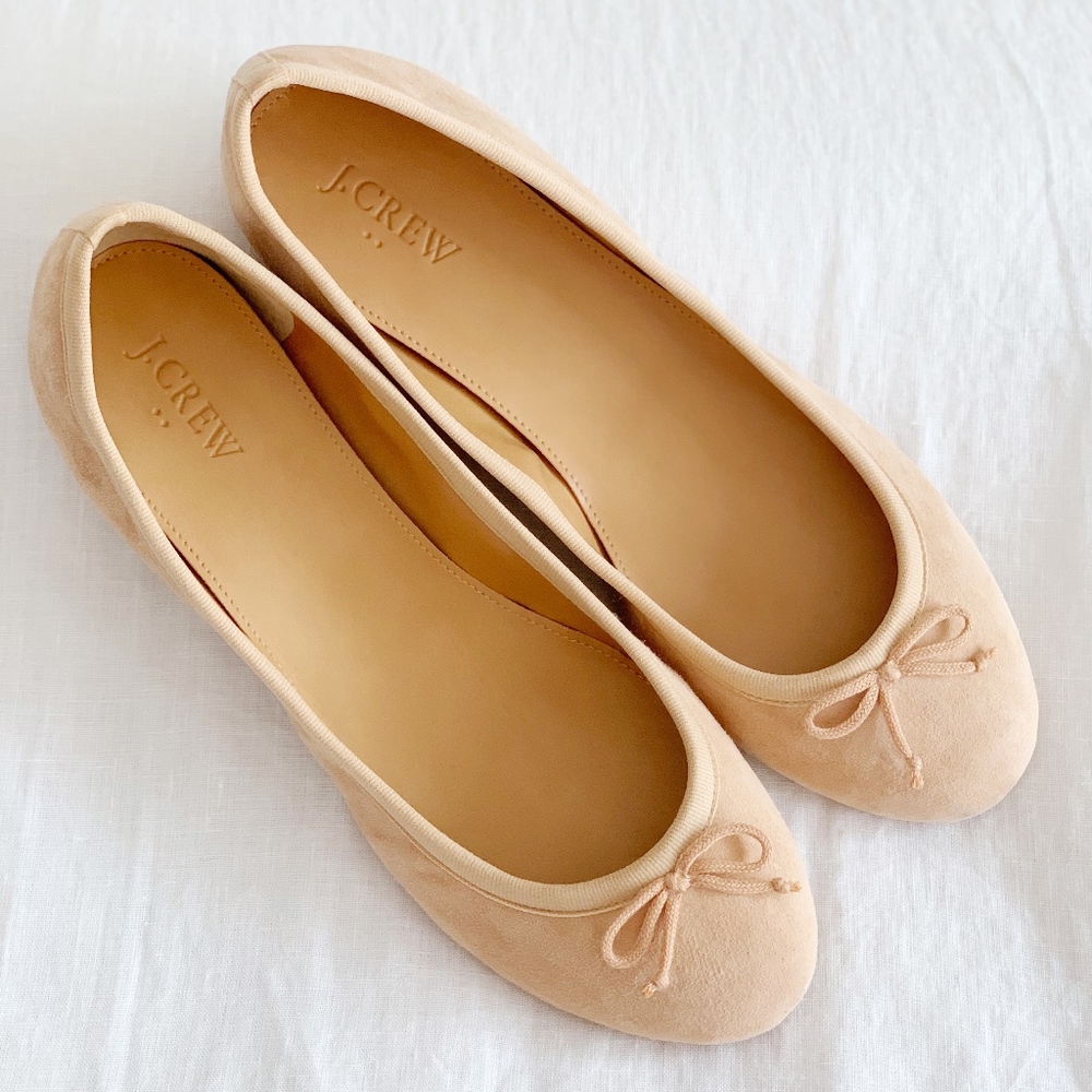J Crew Suede Nude Blush Ballet Flats size 9 NEW
